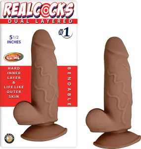 Real Cocks Dual Layered #1 Brown 5 1/2 "