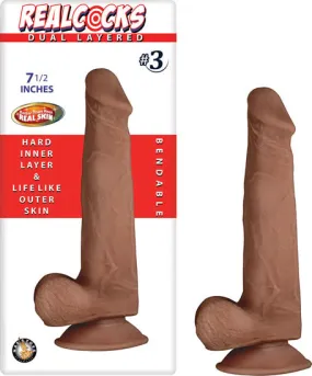 Real Cocks Dual Layered #3 Brown 7 1/2 "