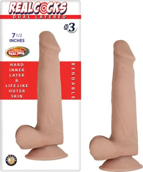 Real Cocks Dual Layered #3 Flesh 7 1/2 "