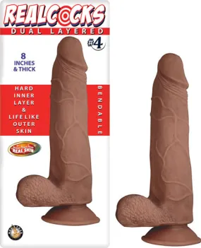 Real Cocks Dual Layered #4 Brown 8 "