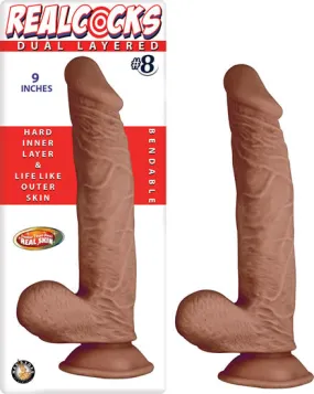 Real Cocks Dual Layered #8 Brown 9 "