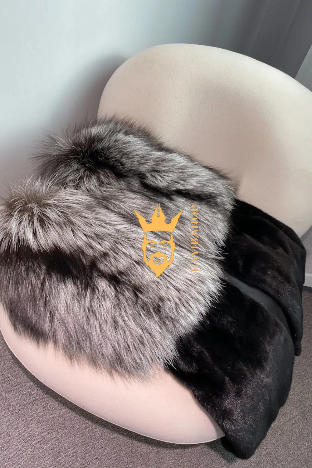 Real Mink Fur long Sleeveless Coat with Silver Fox Fur Shawl | Luxury Winter Fashion for men and women