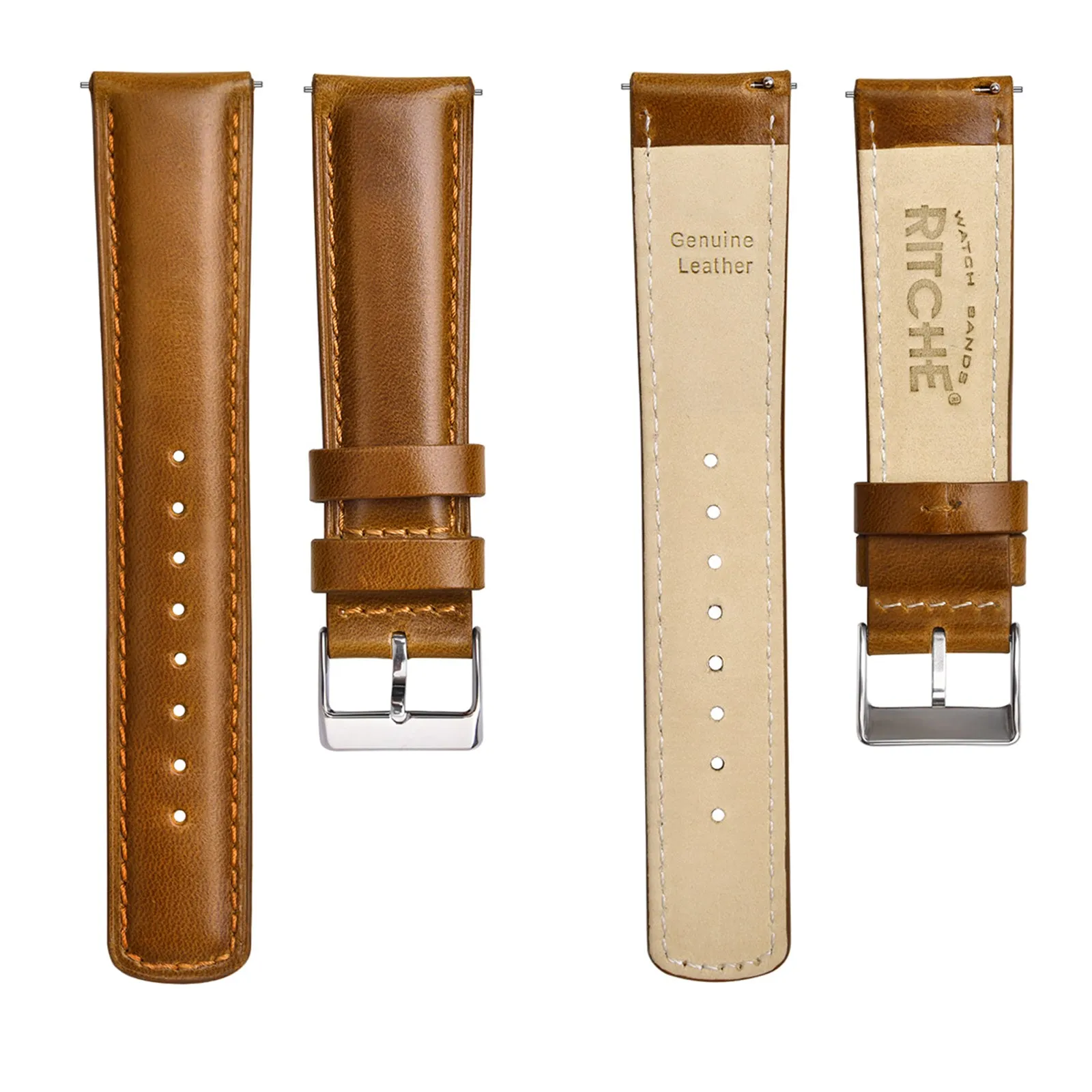 Ritche Genuine Leather Watch Band for Samsung Galaxy Watch 6 Classic Omega x Swatch Moonswatch 20mm Classic Vintage Quick Release Leather Watch Strap