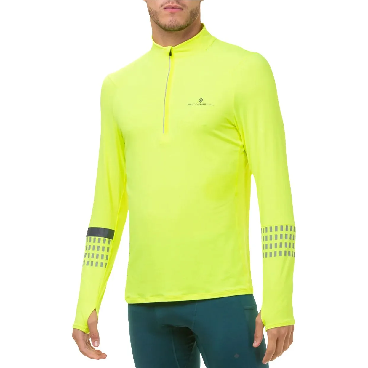 Ronhill Tech Afterhours Half Zip Long Sleeve Mens Running Top - Yellow