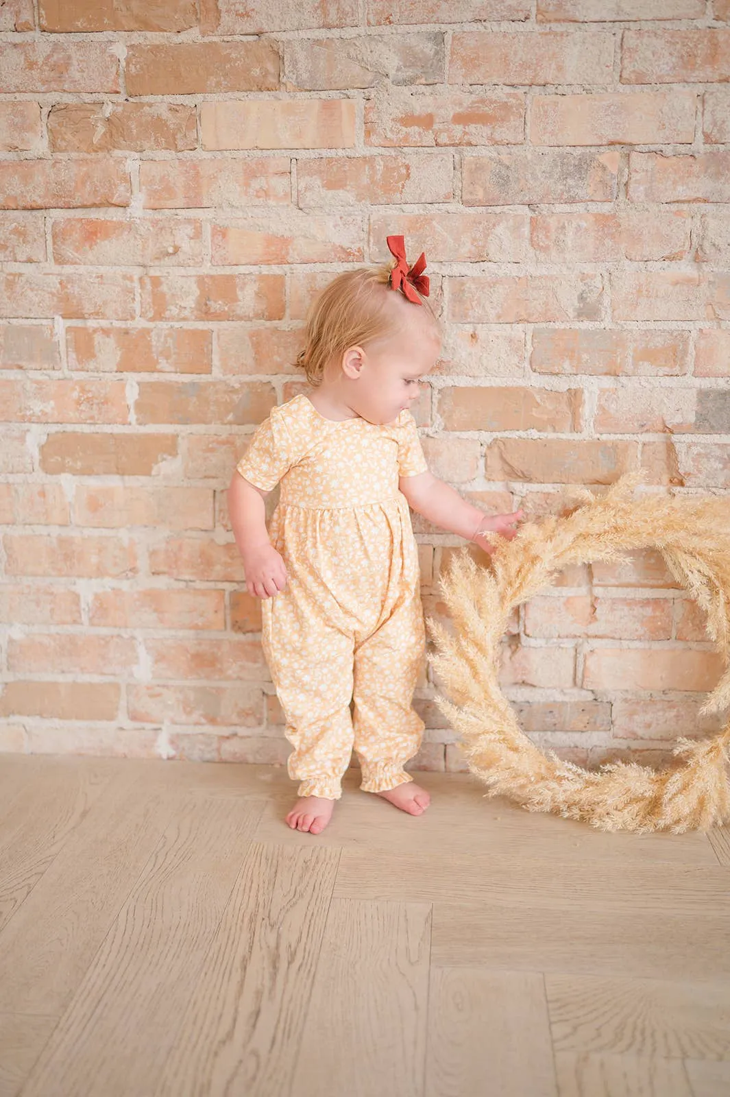 Rosie Romper in Custard Floral | Baby Romper | Baby Bubble