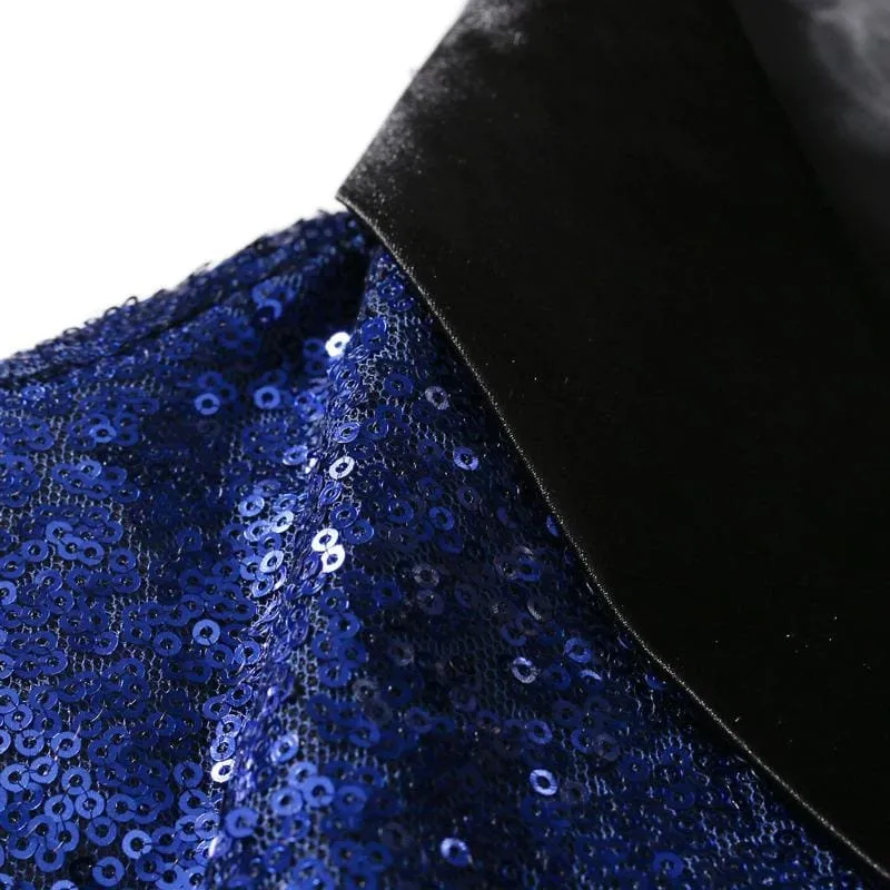 Sequin One Button Shawl Collar Bling Glitter Men Suit