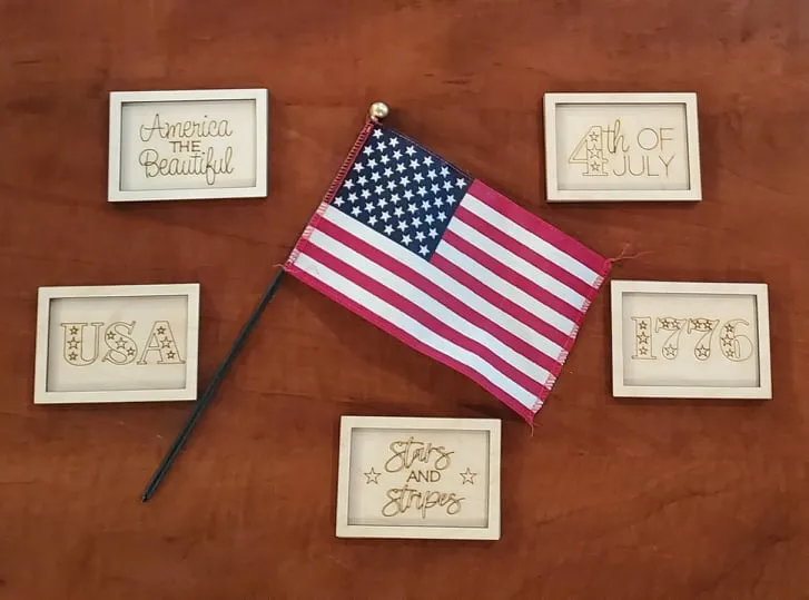 Set of 12 4th of July Patriotic Farmhouse Miniatures SVG Glowforge Ready Laser File