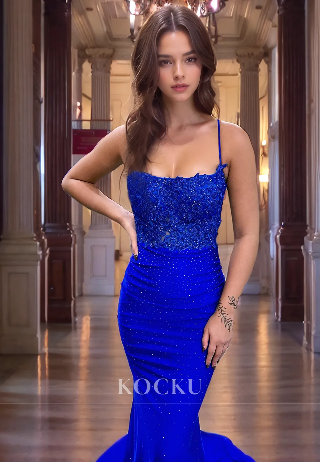 Sexy & Hot Spaghetti Straps Backless Mermaid Evening Party Prom Dress