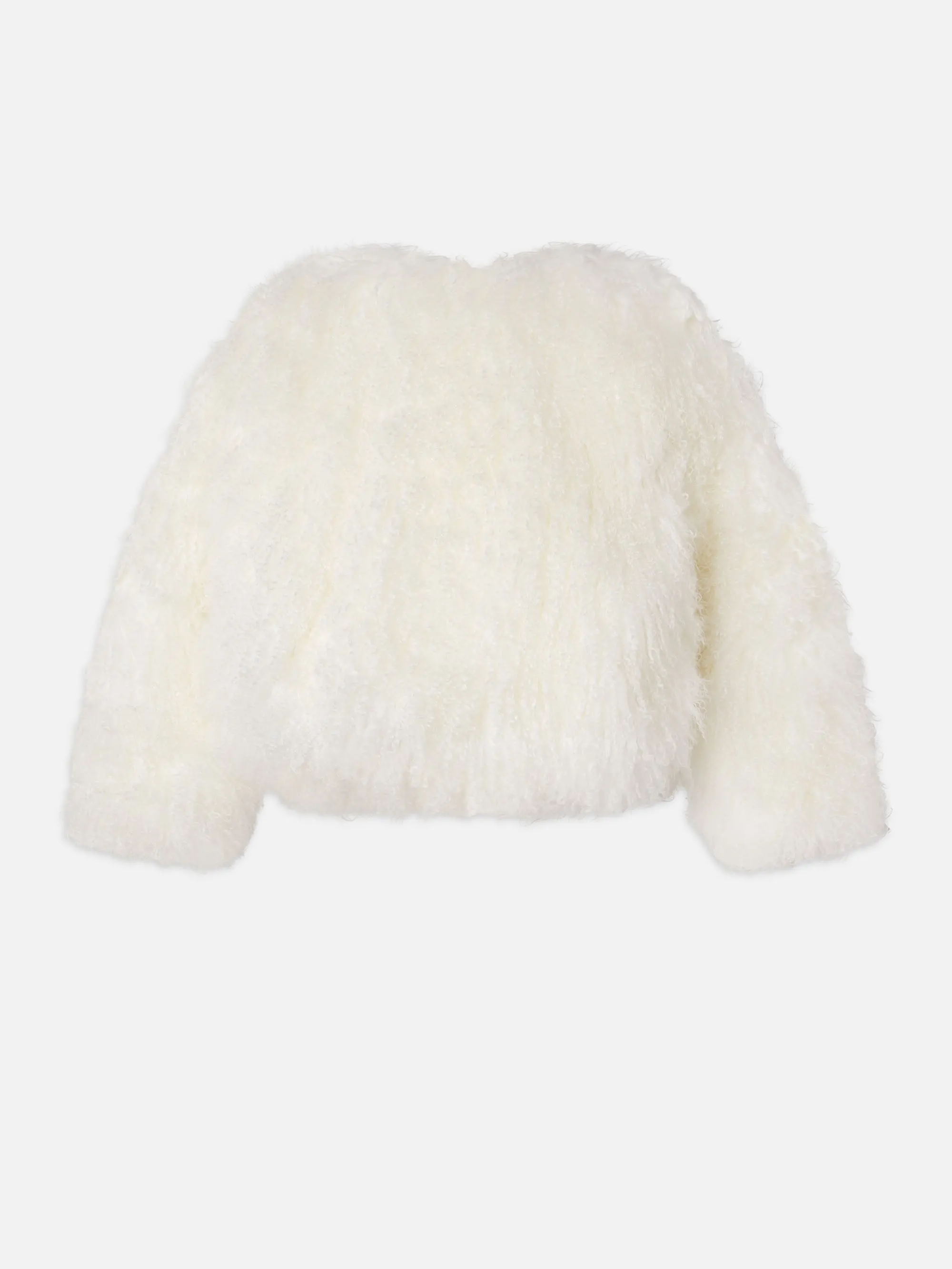 Shaggy Shearling Coat -- Cream