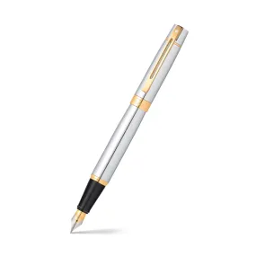 Sheaffer® 300 Bright Chrome Fountain Pen With Gold Trims - Medium