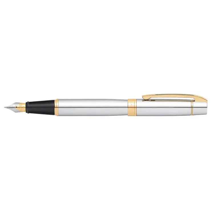 Sheaffer® 300 Bright Chrome Fountain Pen With Gold Trims - Medium