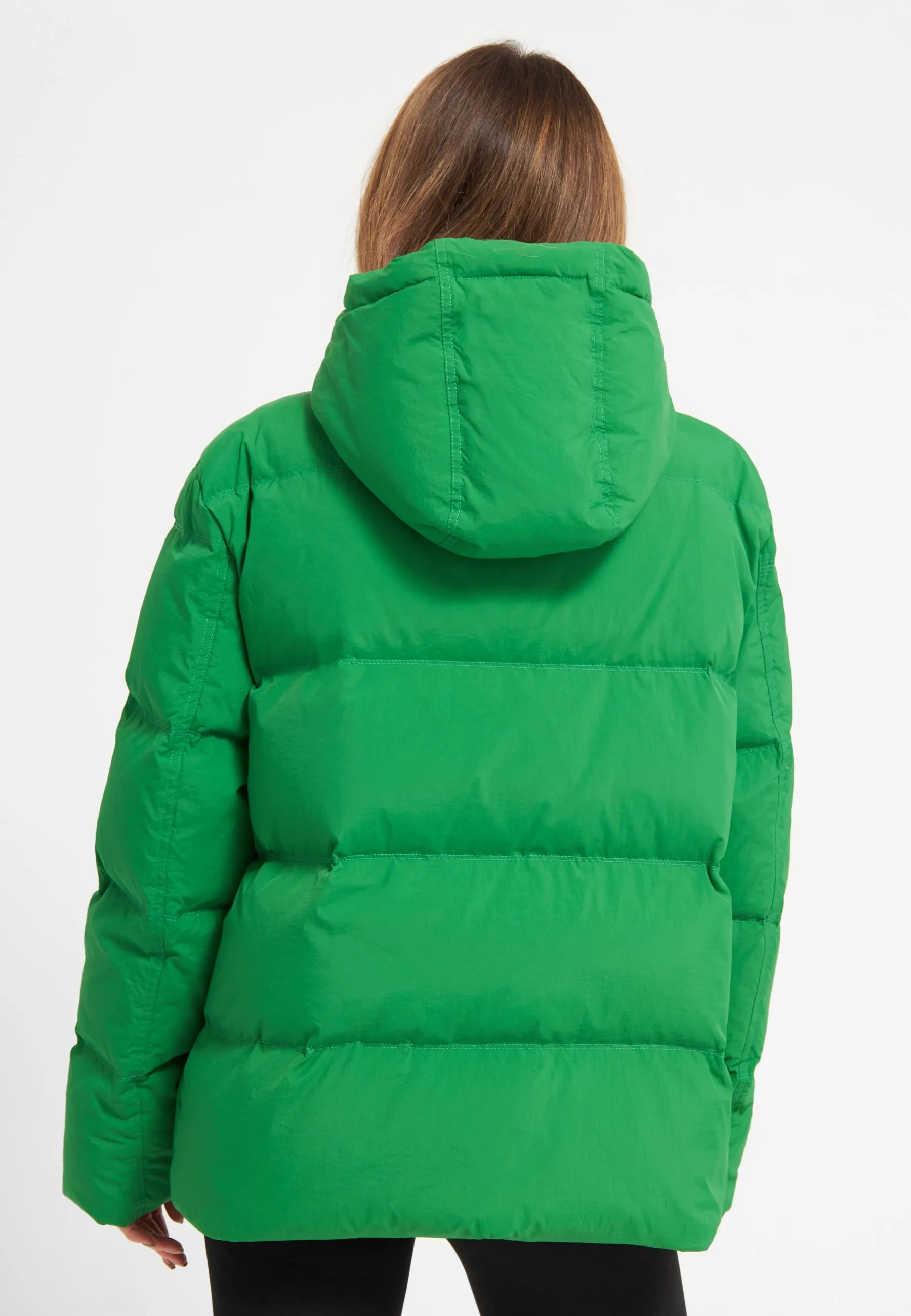 Short Hooded Puffer Jacket Green