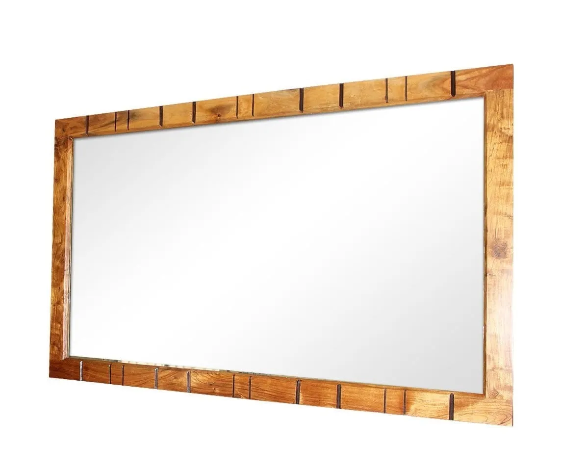 Shutter Indian Solid Wood Frame With Mirror Natural 130 x 220 Cm