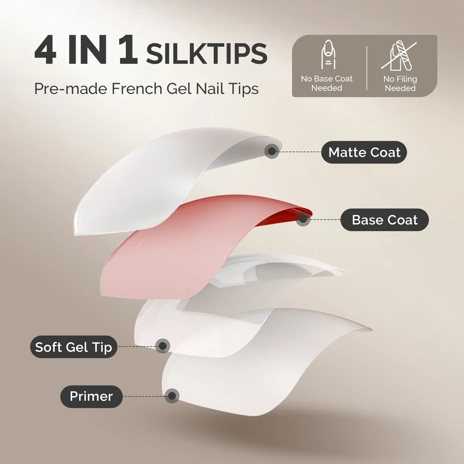 SilkTips 4 in 1  French Soft Gel Nail Tips - 150Pcs (US ONLY)