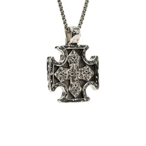 Silver or Silver and Bronze Biker Cross Pendant Medium