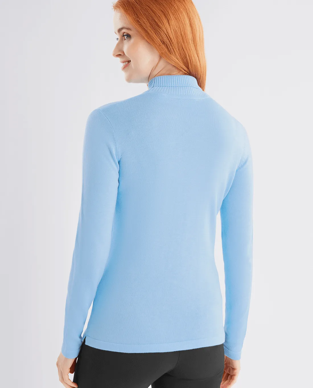 SIZE 14 - GREEN LAMB Knox Cashmere Mix Roll Neck 988 Ice Blue