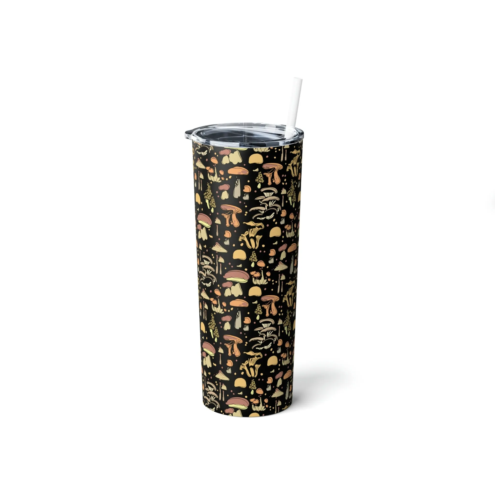 Skinny Tumbler with Straw Gift for Mushroom Lover Coffee Gifts for Tea Drinkers