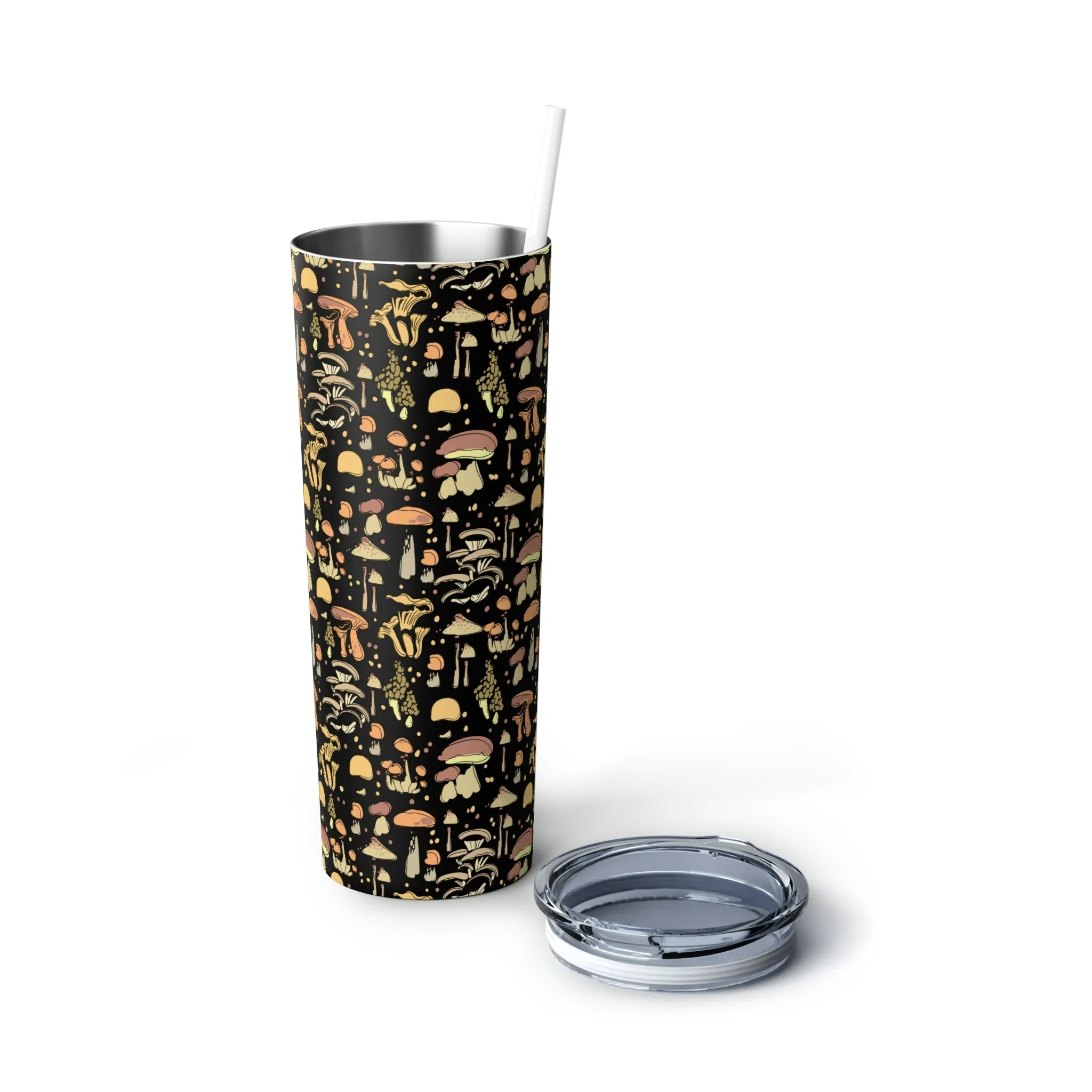 Skinny Tumbler with Straw Gift for Mushroom Lover Coffee Gifts for Tea Drinkers