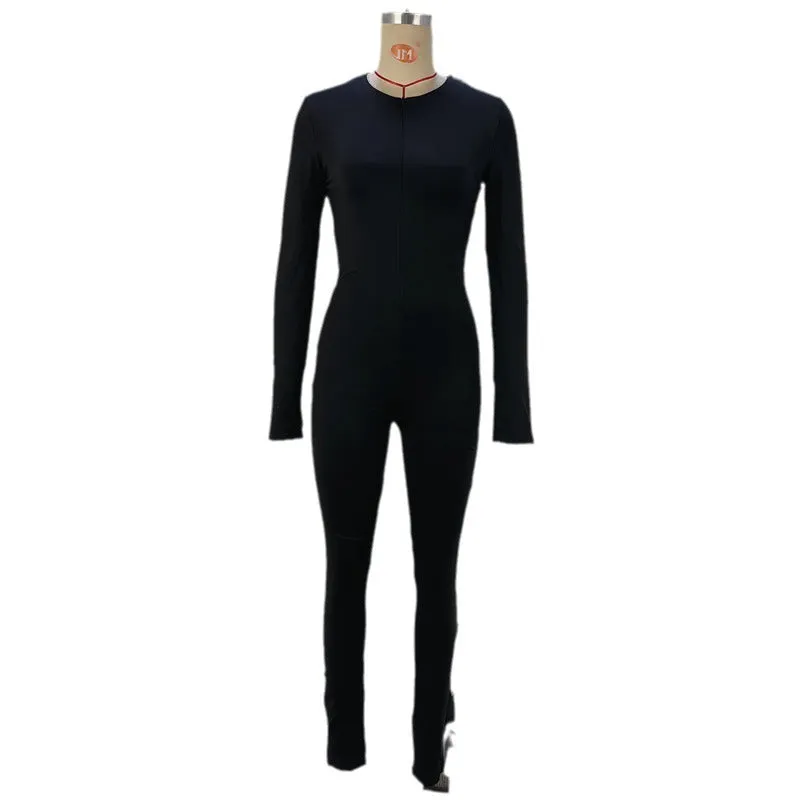 Sleek Zip-Up Long Sleeve Bodysuit for Day & Night