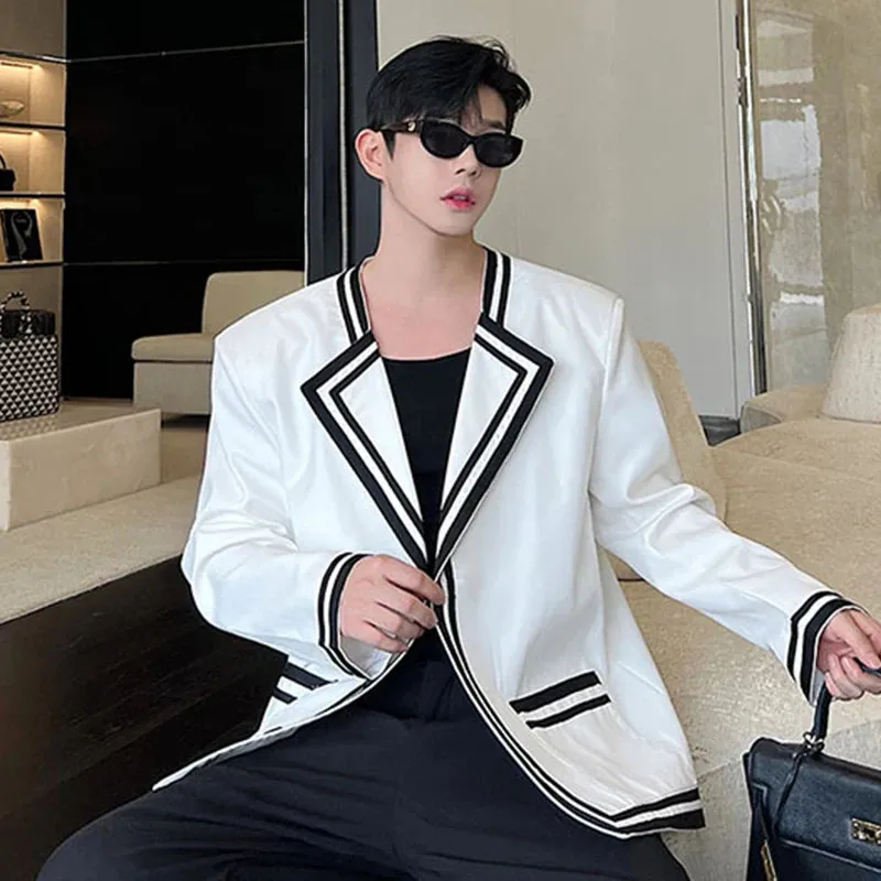 Slim Men's Blazers Fashion Korean Style Male Clothing Contrast Color Suit Coat Elgance Man Jackets Autumn 9C2160