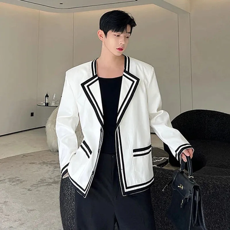 Slim Men's Blazers Fashion Korean Style Male Clothing Contrast Color Suit Coat Elgance Man Jackets Autumn 9C2160