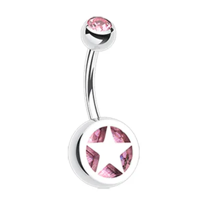 Star Colour Inlay Belly Rings