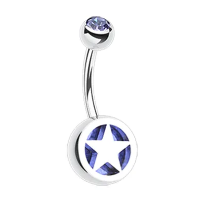 Star Colour Inlay Belly Rings