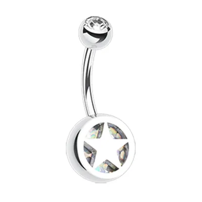 Star Colour Inlay Belly Rings