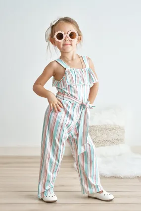 Stripe rainbow girl jumpsuit