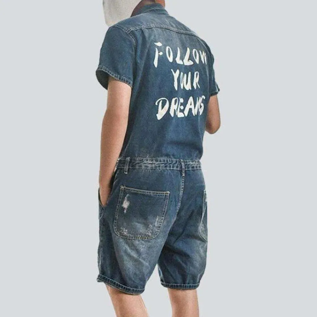 Stylish men's denim jumpsuit