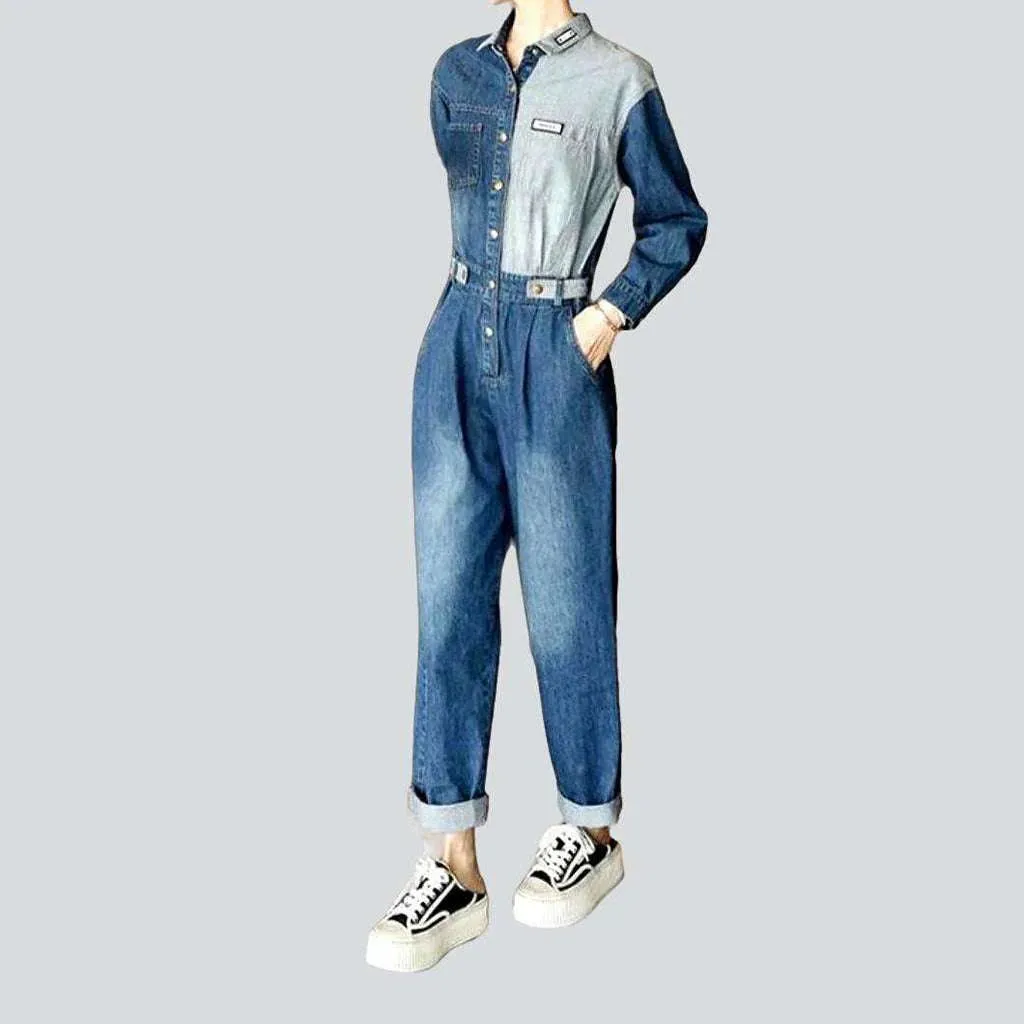 Stylish patchwork baggy jumpsuit