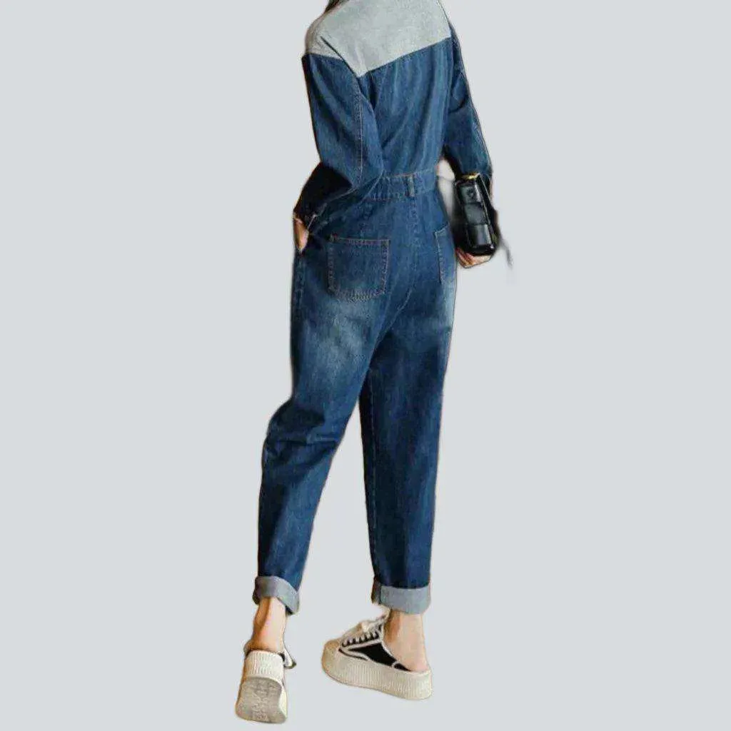 Stylish patchwork baggy jumpsuit