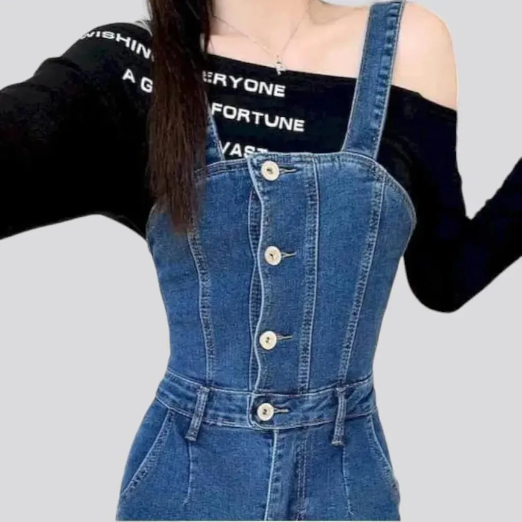 Stylish street women's denim jumpsuit