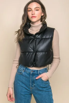 Susie Faux Leather Puffy Vest