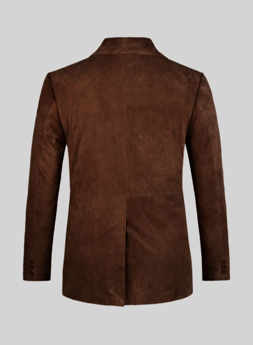 Tan Brown Suede Leather Pea Coat