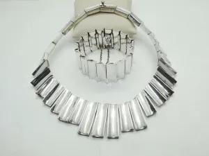 Taxco Legend Antonio Pineda 970 Sterling Modernist Bracelet & Necklace Set,346 g