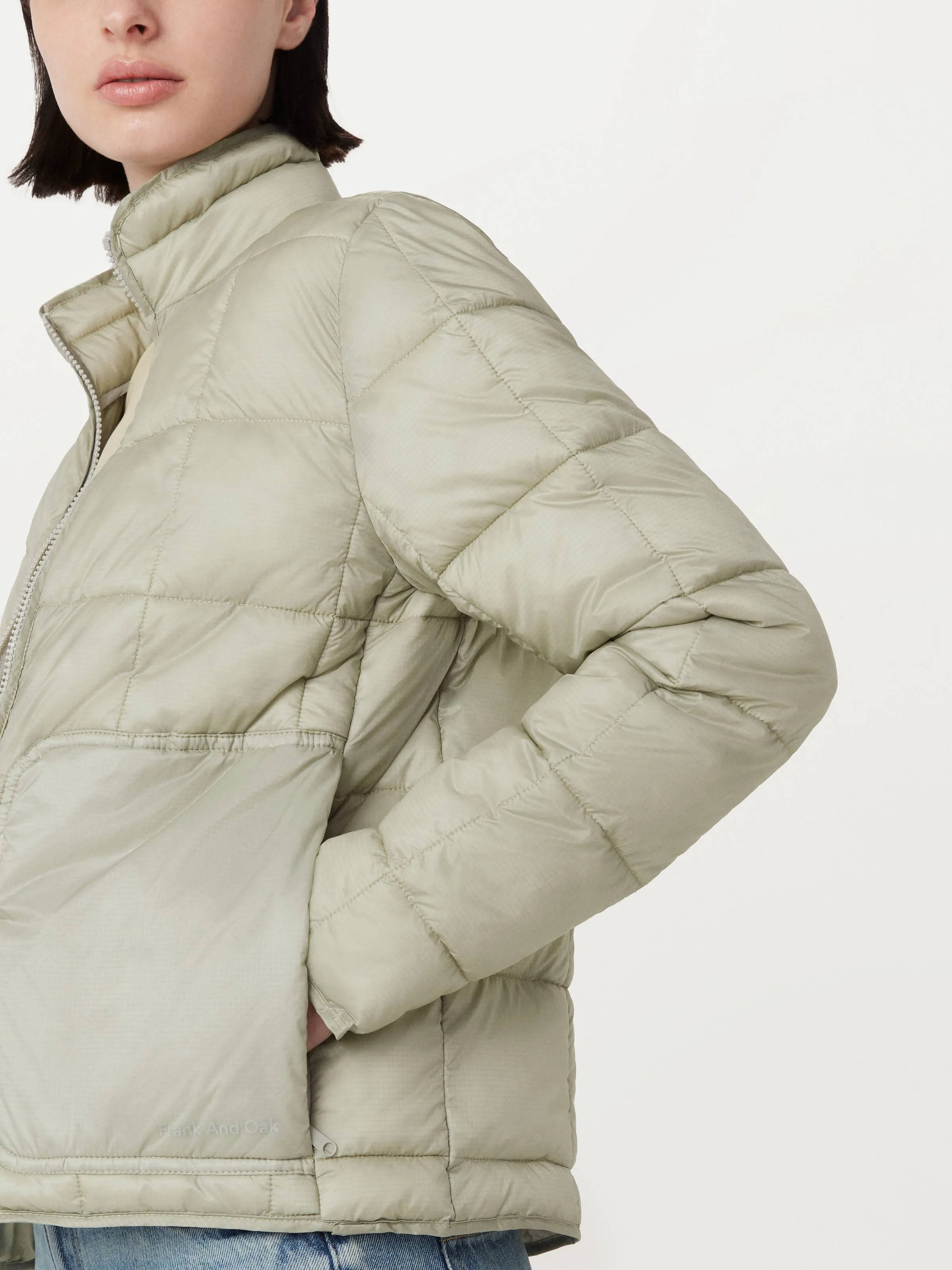 The Aero Packable Puffer Jacket in Stone Grey