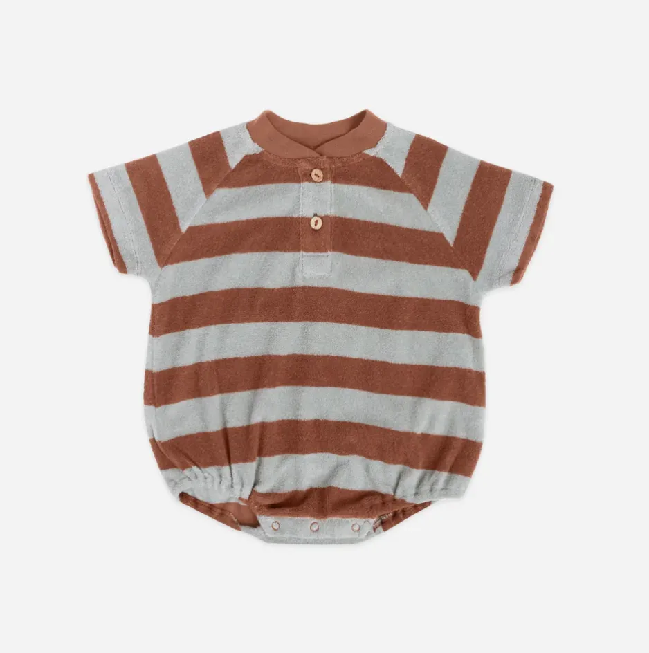 The Terry Henley Romper by Quincy Mae - Sienna Sky Stripe - BABY