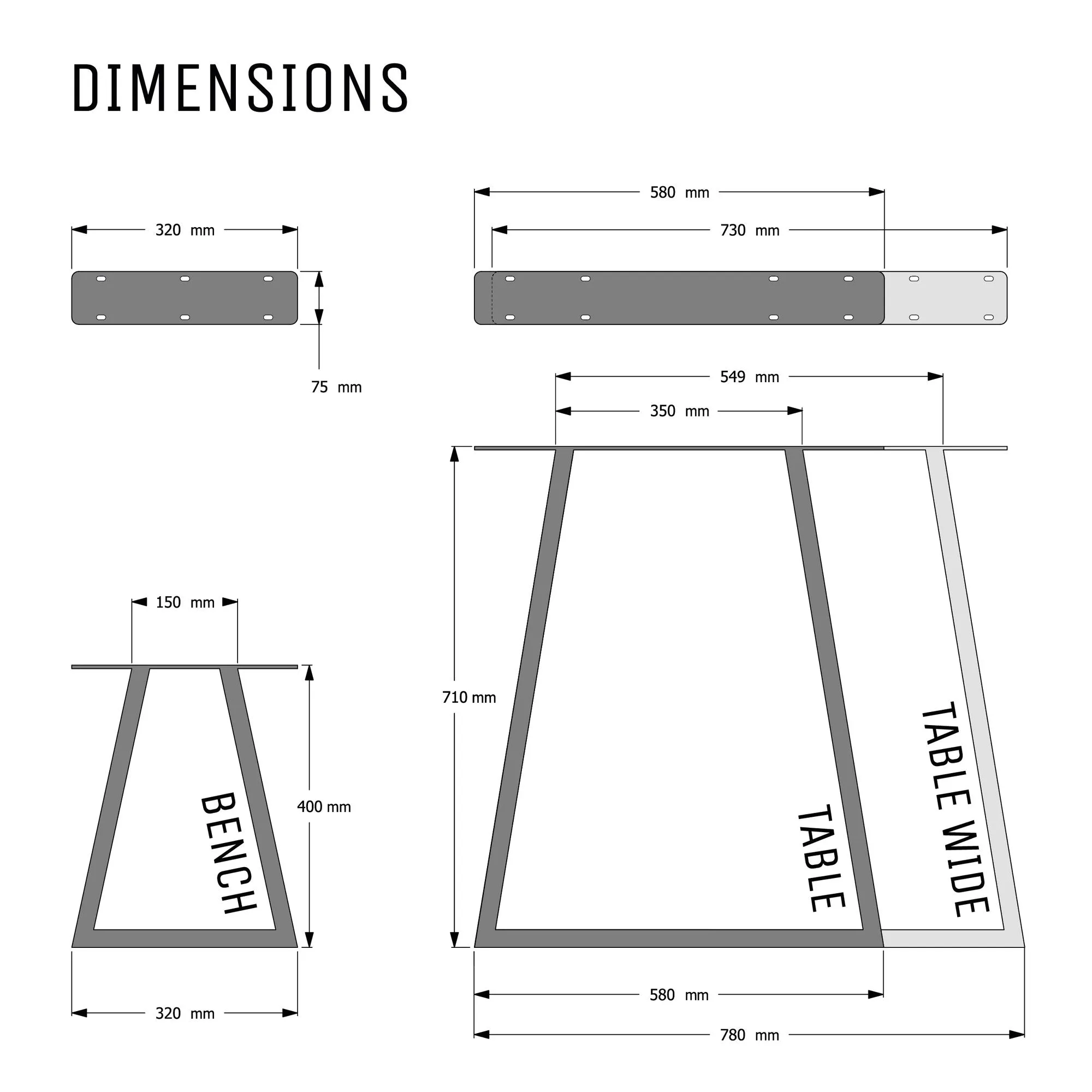 Trapezium Industrial Legs