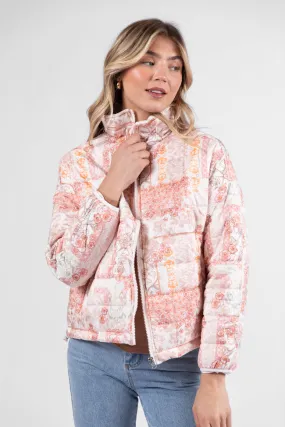 Vail Valley Pink Multi Patch Floral Quilted Zip Up Jacket SALE