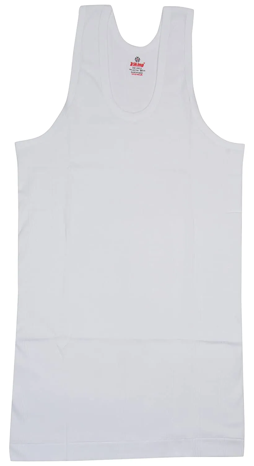 Viking Men's Round Neck White Cotton Vests (Pack of 5)