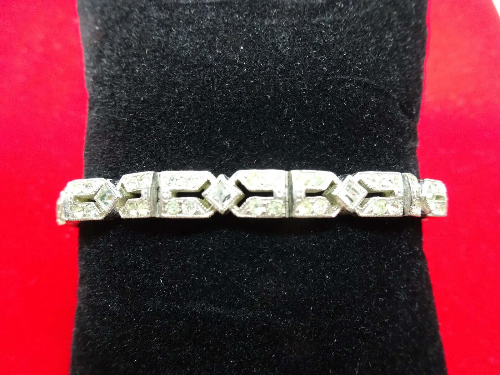 Vintage Engel Brothers Art Deco Rhinestone Paste Bracelet E.B. Bridal Bracelet