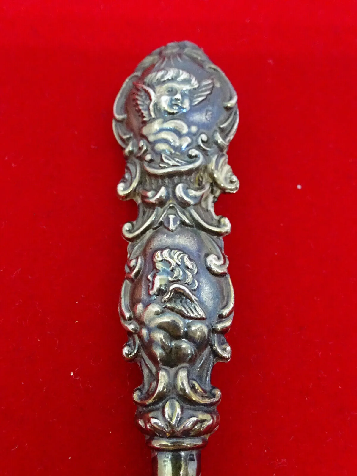 Vintage Sterling Silver Angel Cherub Face Handle Button Shoe Hook England Marks