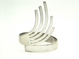 Vintage Taxco Deco Modernist Sterling Silver Clamper Bracelet