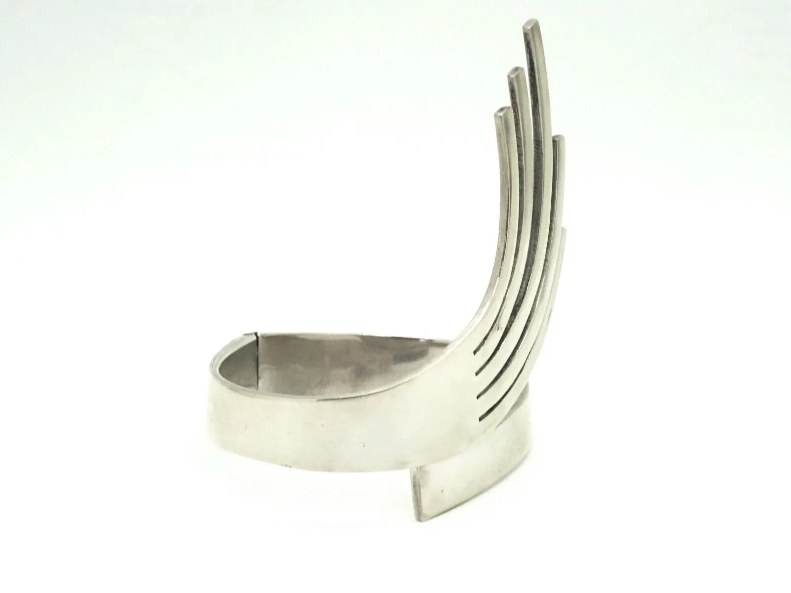 Vintage Taxco Deco Modernist Sterling Silver Clamper Bracelet