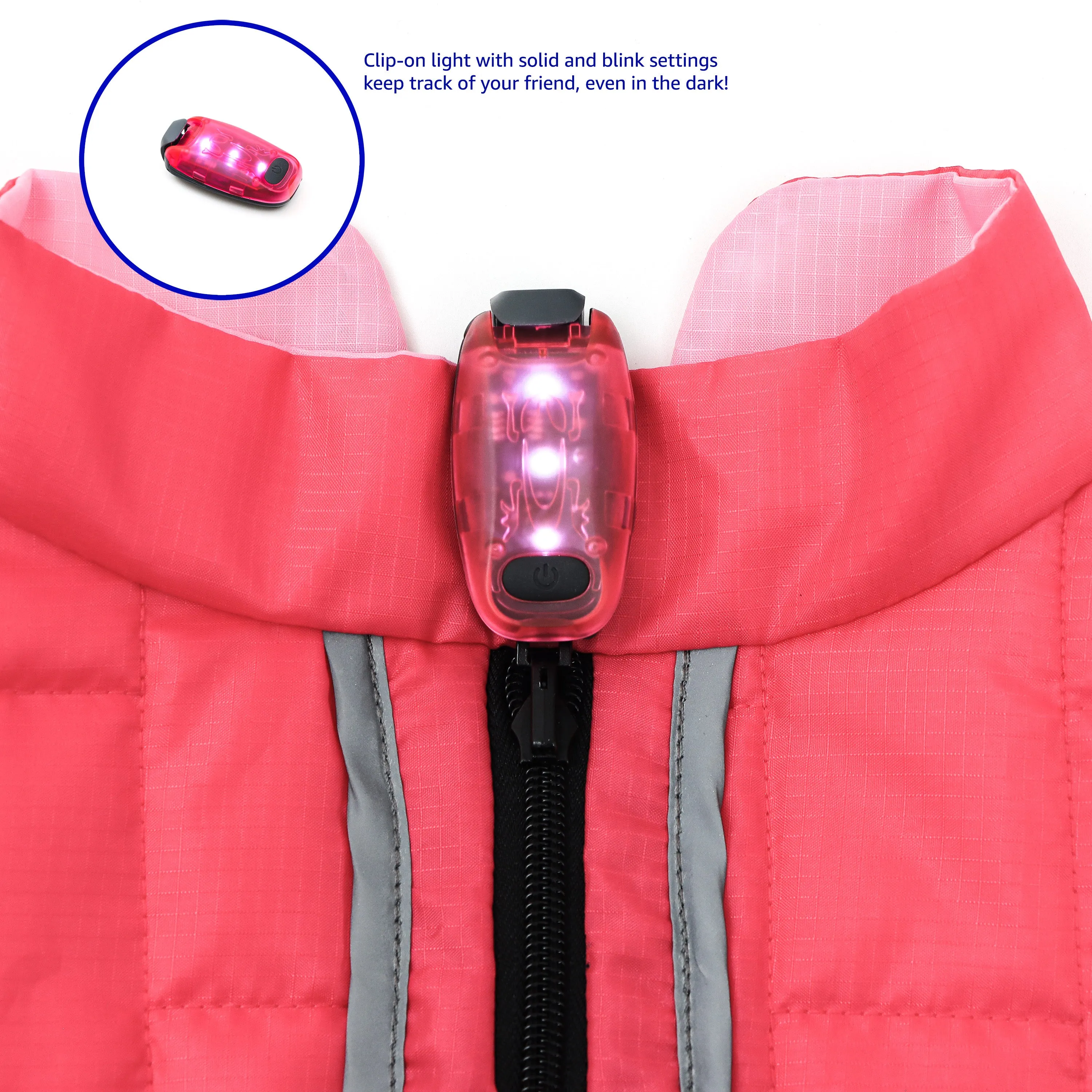 Waterproof Quilted Reversible Dog Jacket - Pink, 2 Sizes