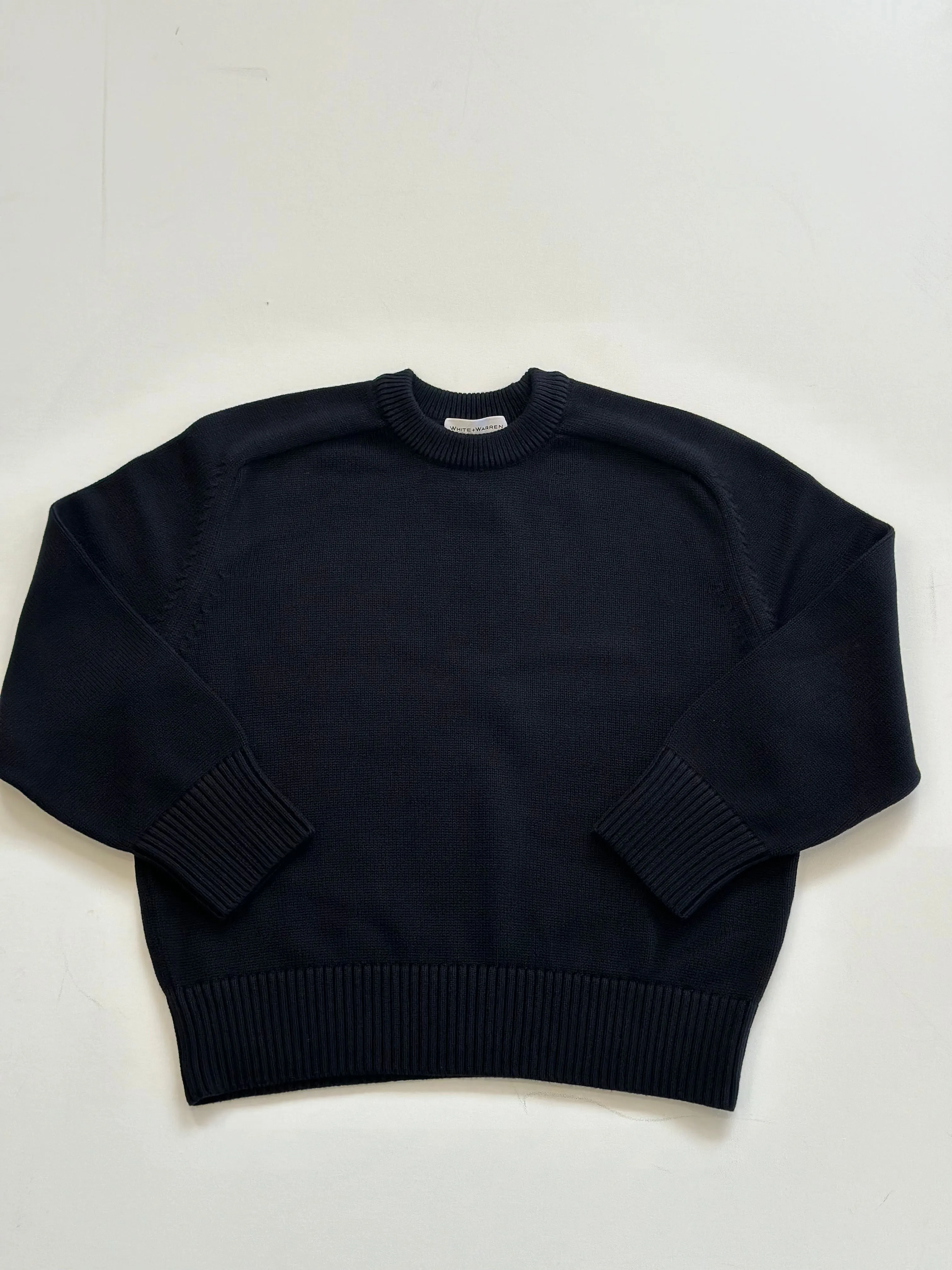 White   Warren - Organic Cotton Saddle Sleeve Crewneck in Black