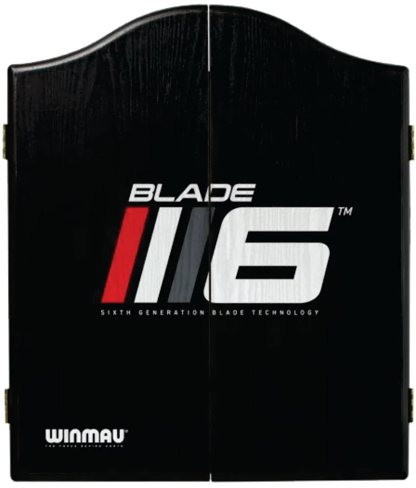 Winmau Blade 6 Triple Core Dartboard with Blade 6 Cabinet Plus Free Set of Darts