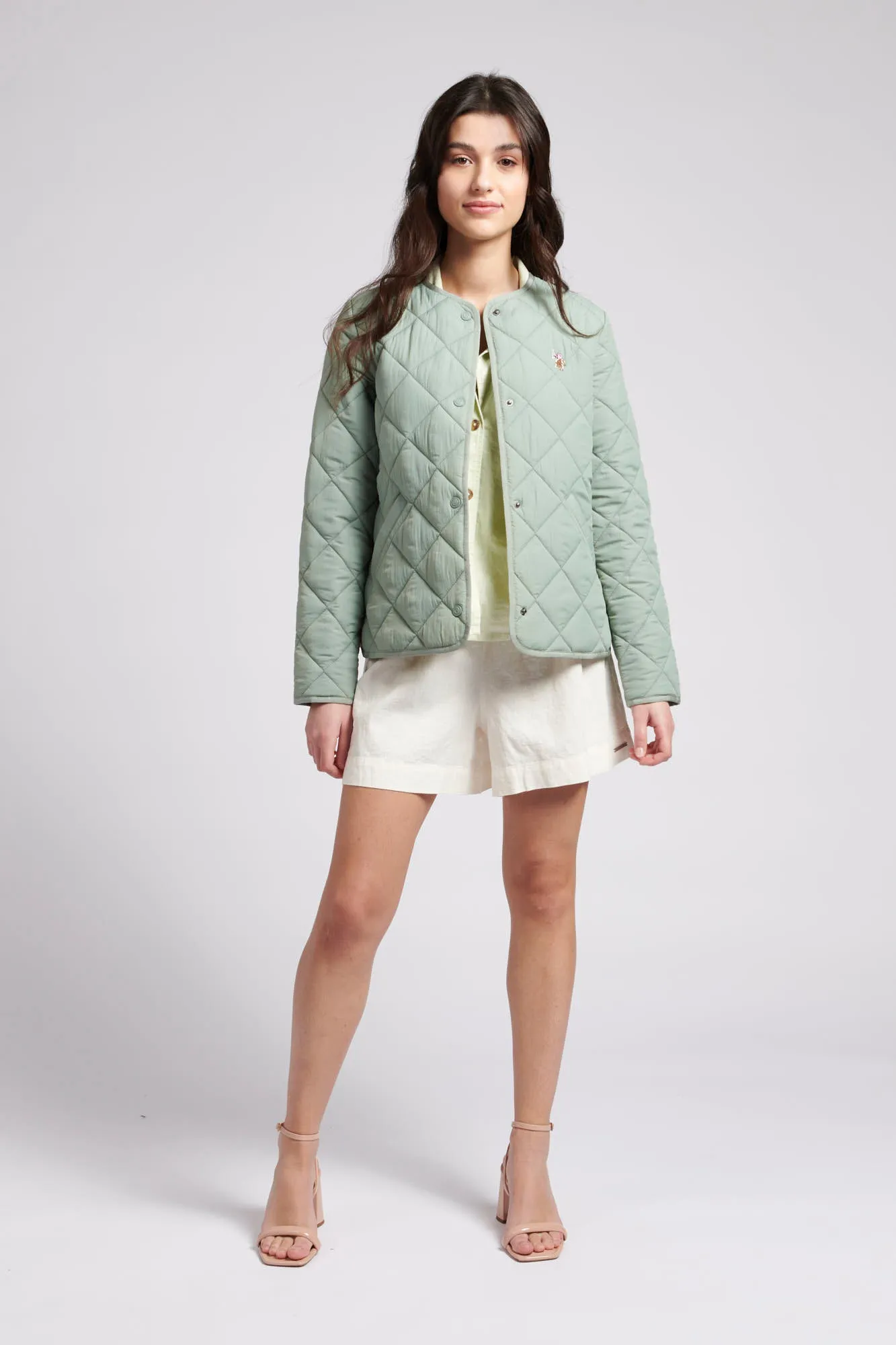 Womens Lightweight Puffer Jacket in Iceberg Green