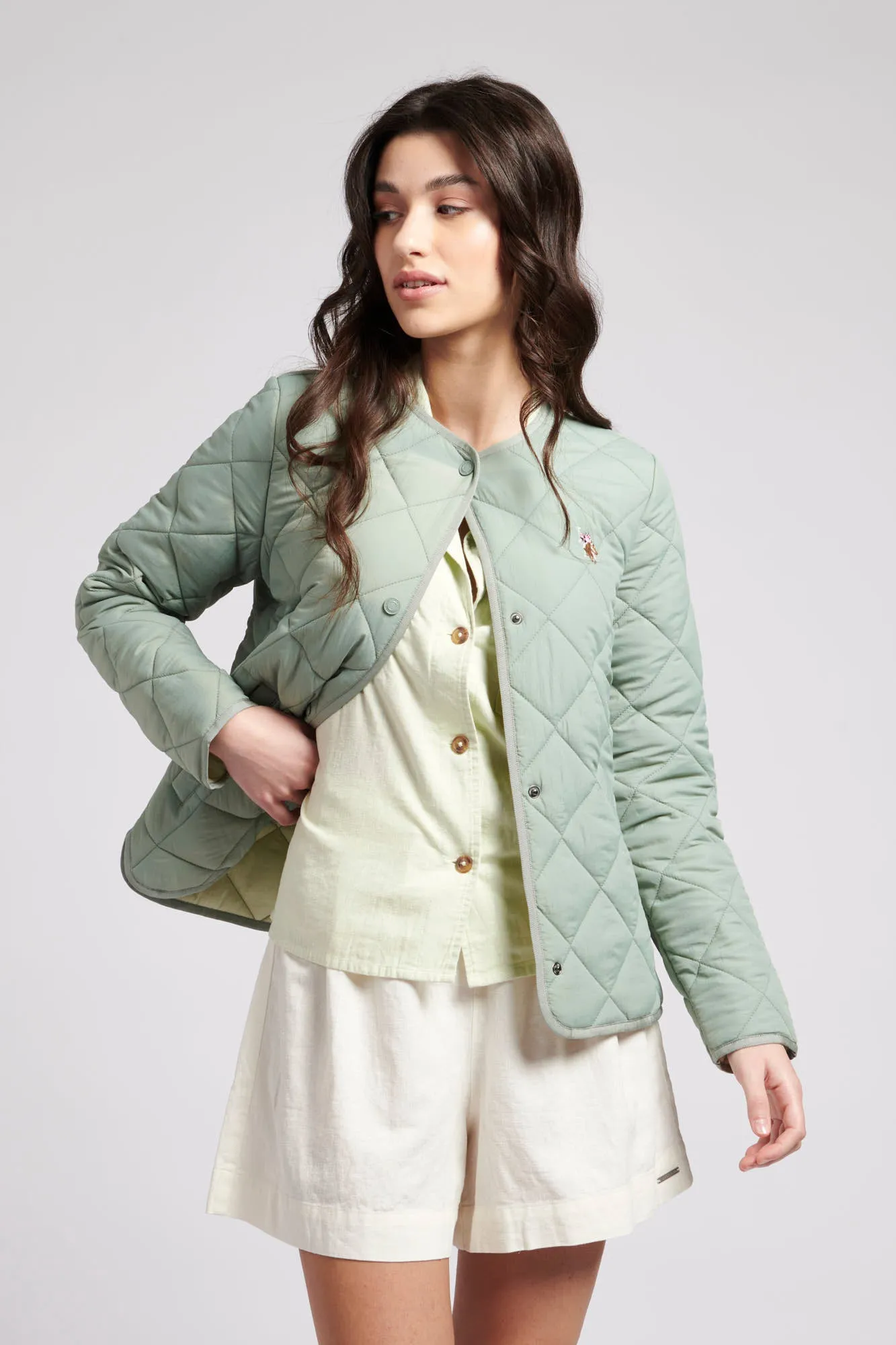 Womens Lightweight Puffer Jacket in Iceberg Green